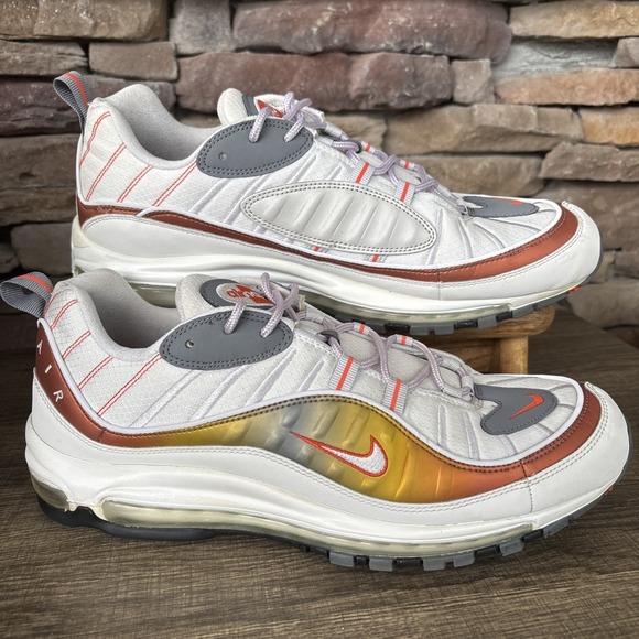 Nike Air Max 98 'Rust' Shoes Men's Vast Grey / Orange / White CD0132-002 SZ13